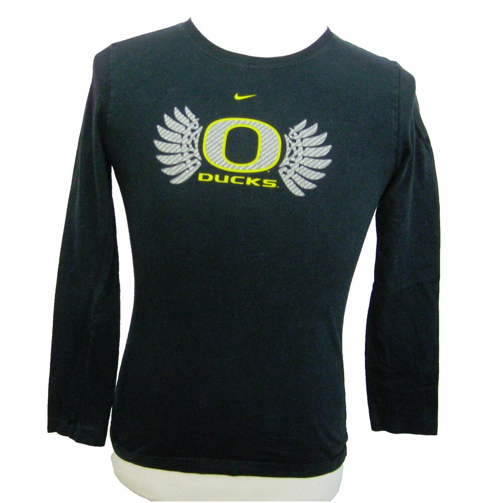 OREGON DUCKS Nike Boy's (Size Large) Black Long Sleeve Graphic T-Shirt Slim Fit